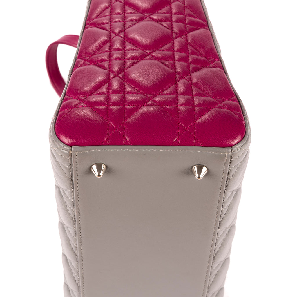 Shoulder Bag Medium Lady-D Grey Cannaged Leather