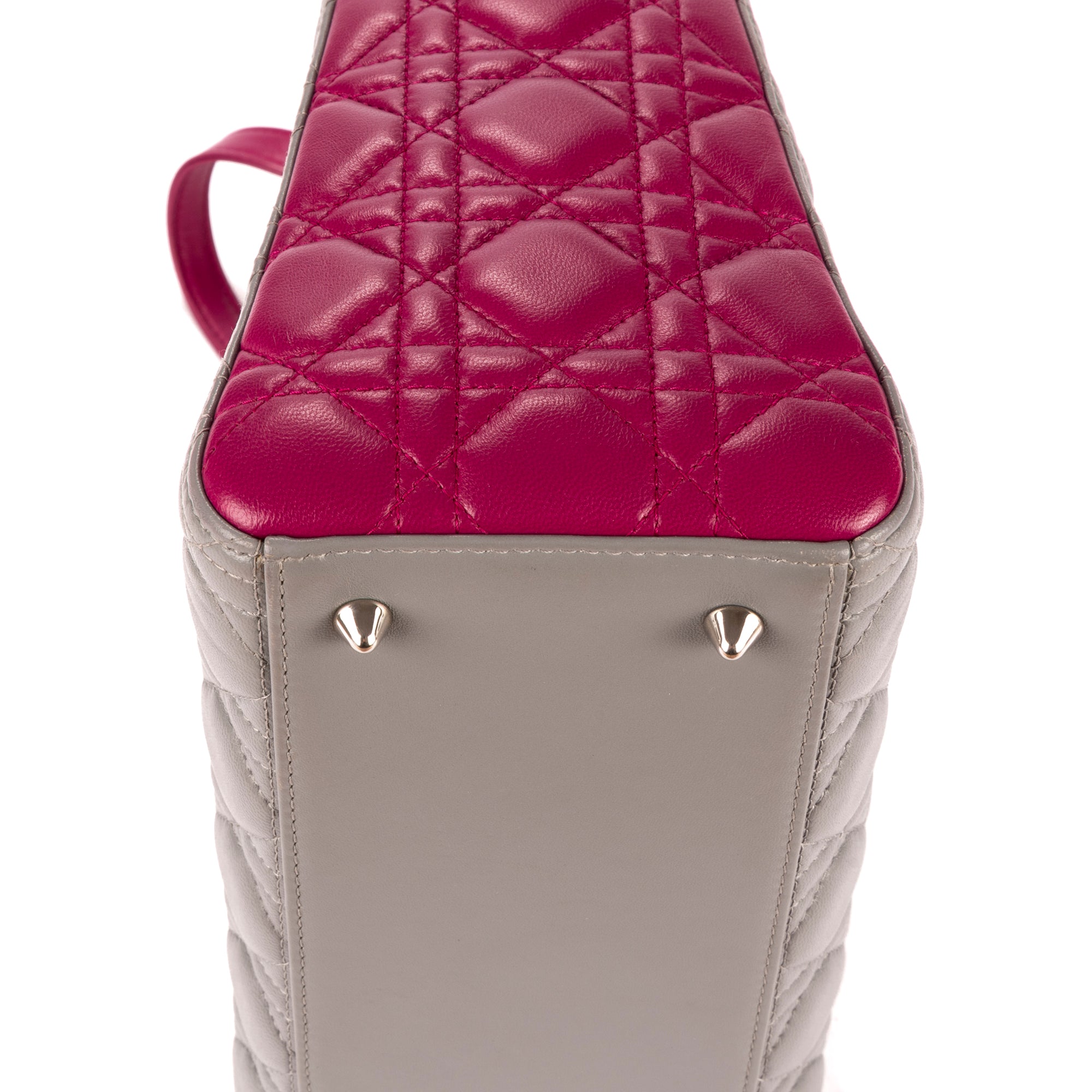 Shoulder Bag Medium Lady-D Grey Cannaged Leather