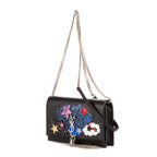 Shoulder Bag Moon & Star Embellished Kate Chain Pochette Black Calfskin Leather