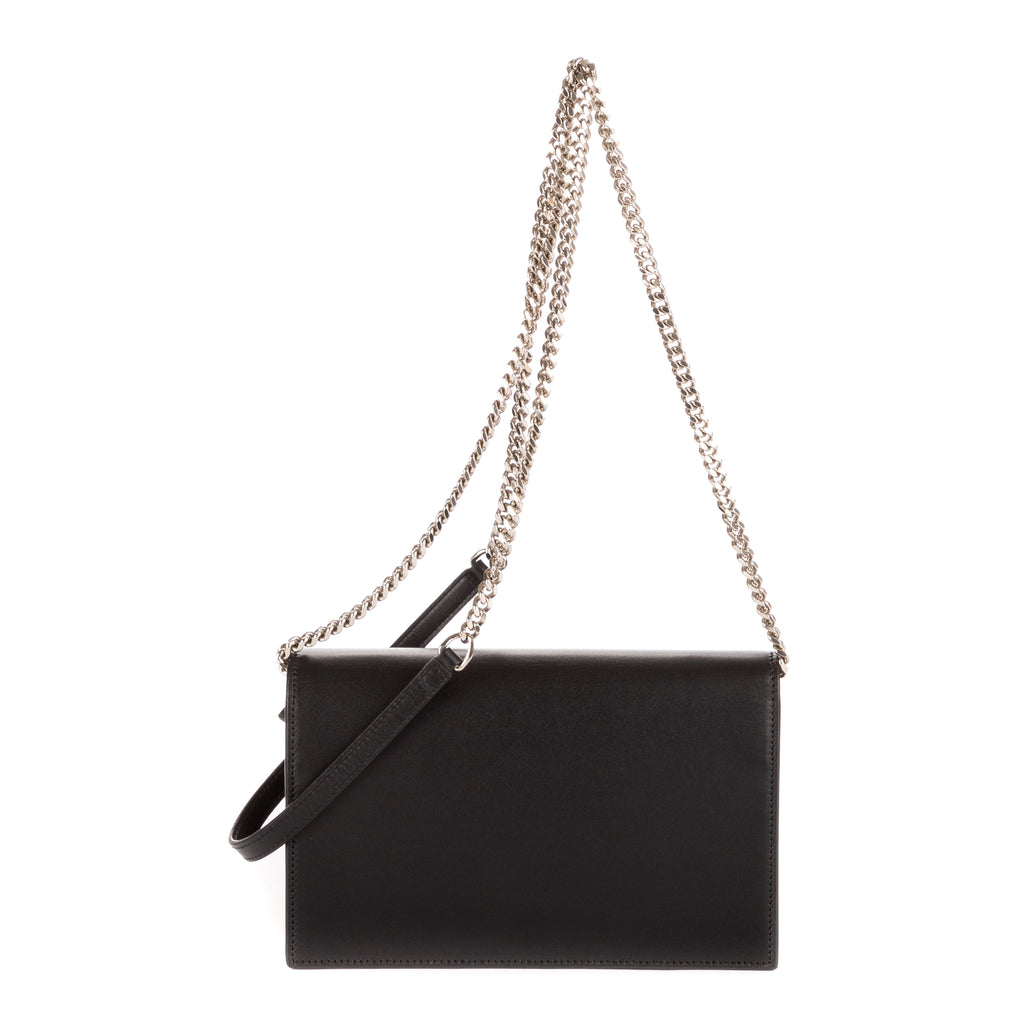 Shoulder Bag Moon & Star Embellished Kate Chain Pochette Black Calfskin Leather
