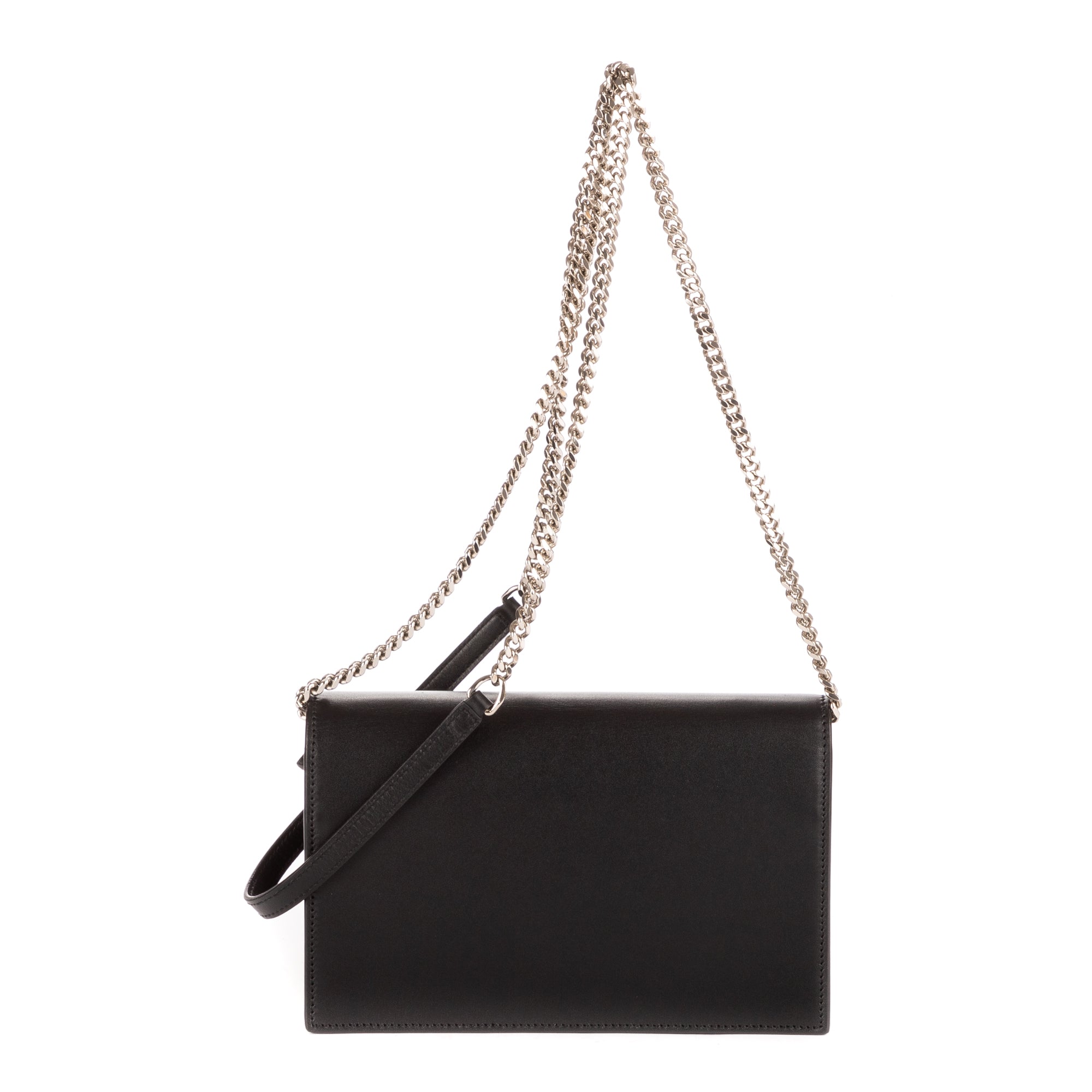 Shoulder Bag Moon & Star Embellished Kate Chain Pochette Black Calfskin Leather