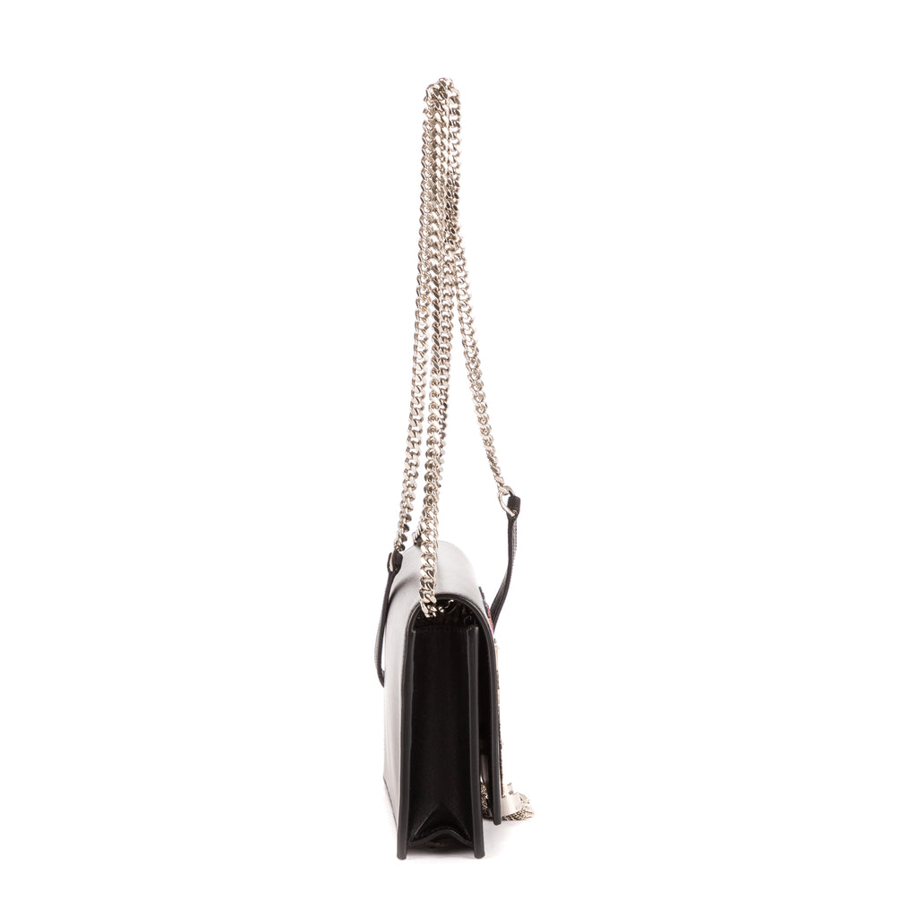 Shoulder Bag Moon & Star Embellished Kate Chain Pochette Black Calfskin Leather