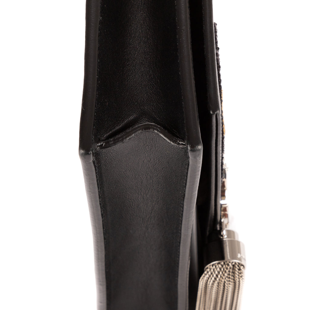 Shoulder Bag Moon & Star Embellished Kate Chain Pochette Black Calfskin Leather
