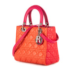 Shoulder Bag Medium Lady-D Orange Cannaged Leather