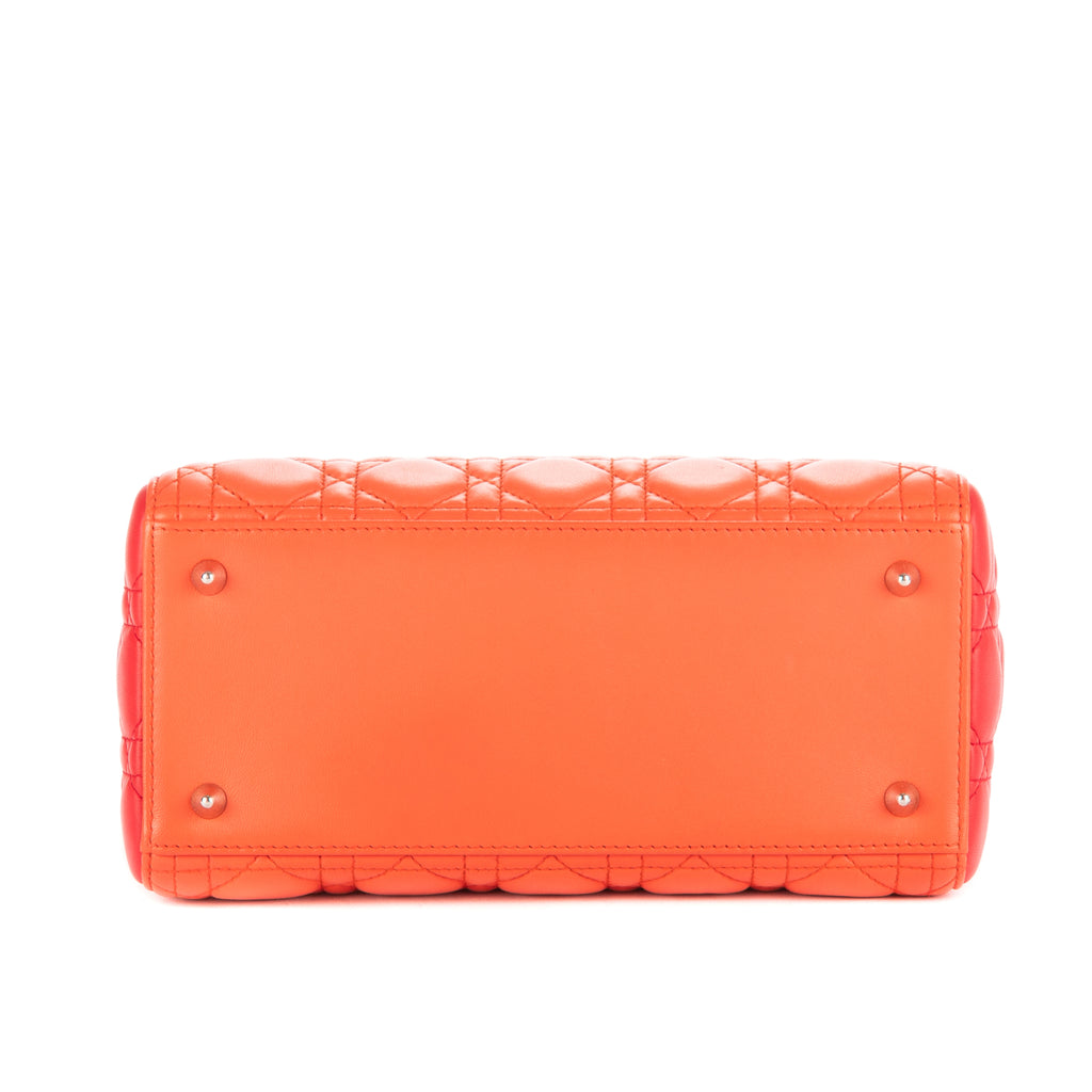 Shoulder Bag Medium Lady-D Orange Cannaged Leather
