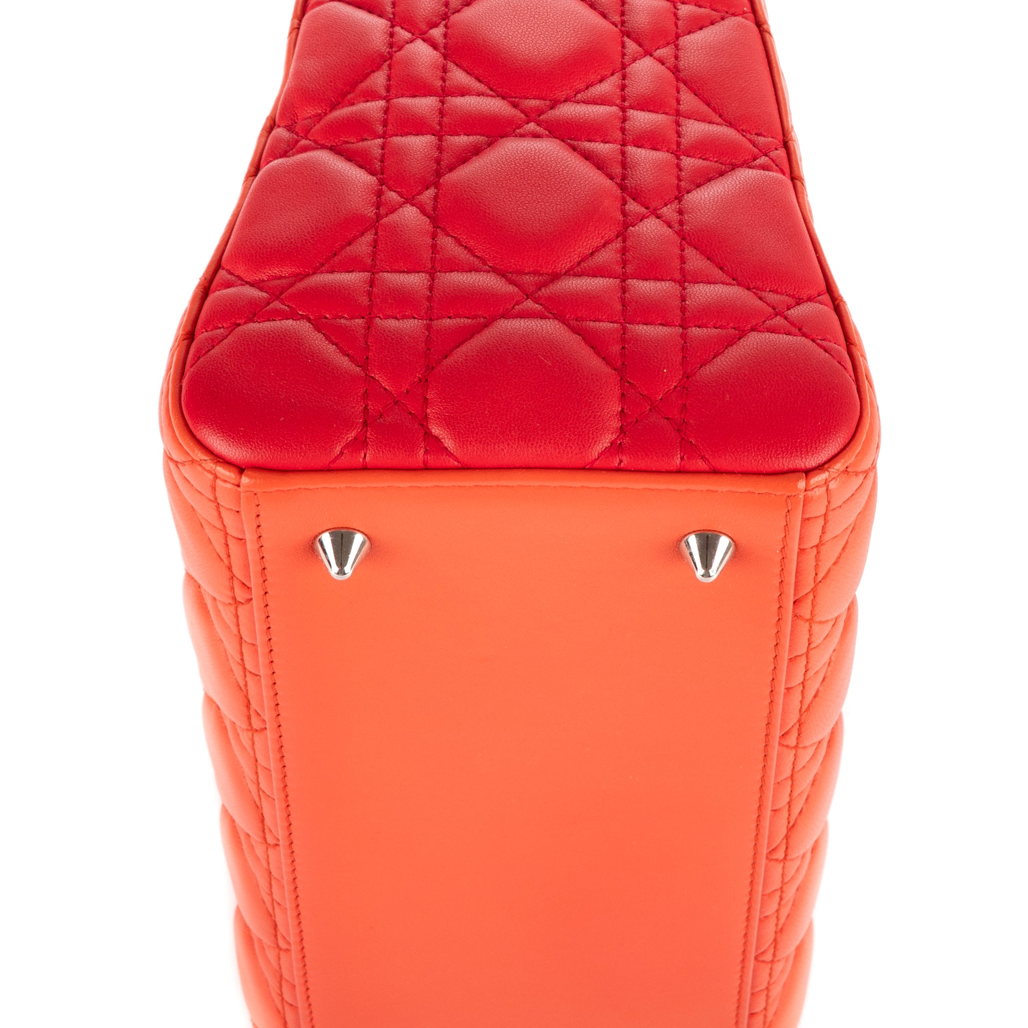 Shoulder Bag Medium Lady-D Orange Cannaged Leather
