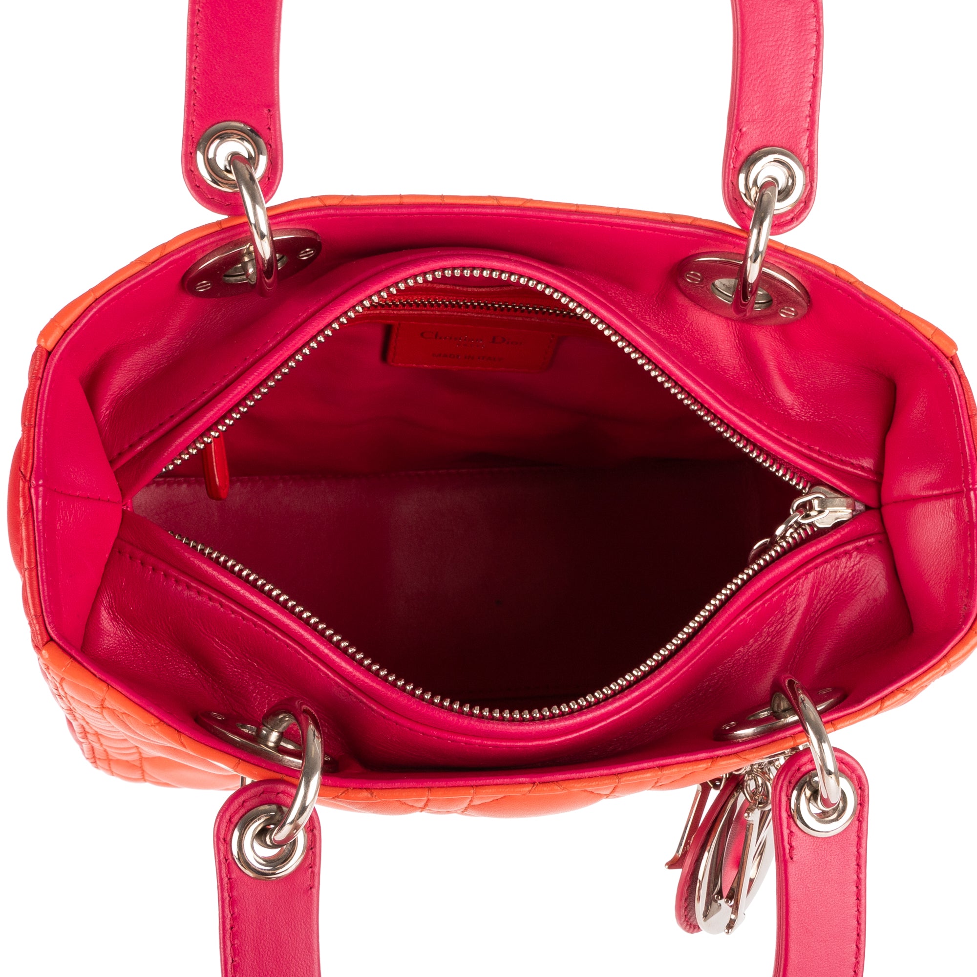 Shoulder Bag Medium Lady-D Orange Cannaged Leather