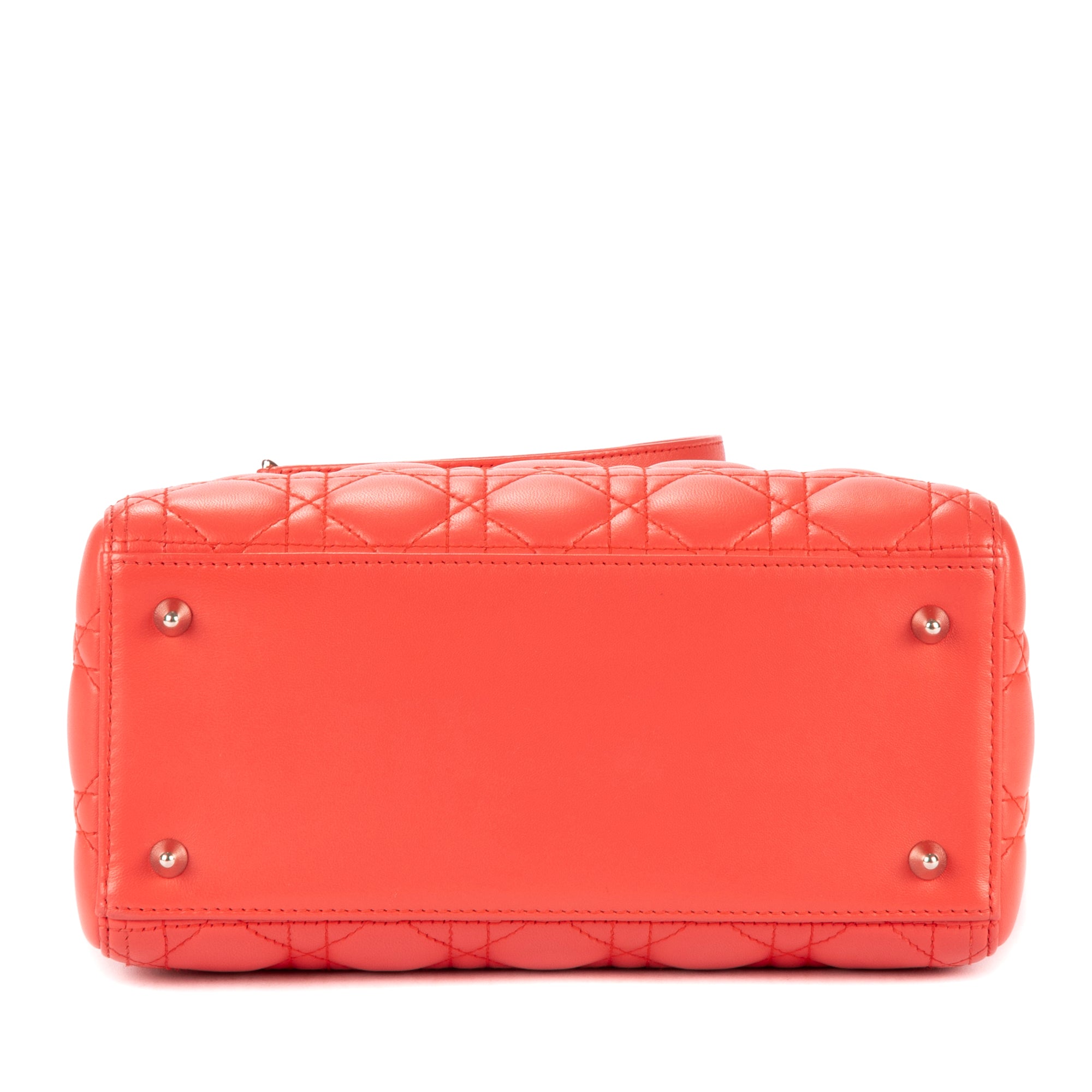 Bandolera mediana Lady-D de piel Cannage rosa salmón