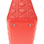 Bandolera mediana Lady-D de piel Cannage rosa salmón