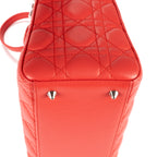 Bandolera mediana Lady-D de piel Cannage rosa salmón