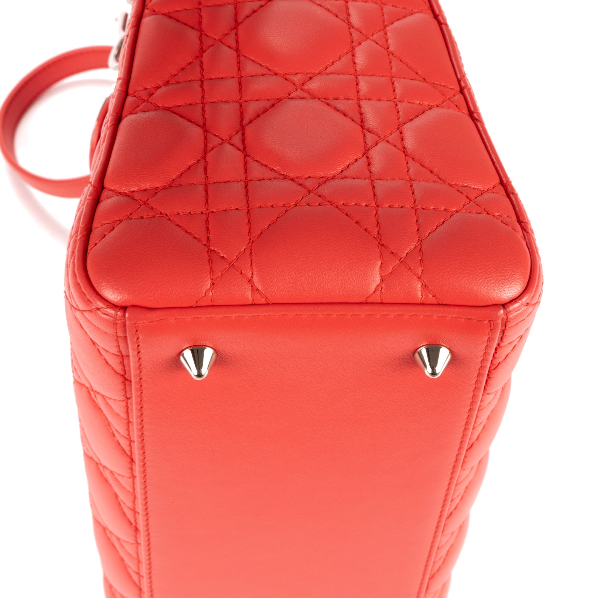 Bandolera mediana Lady-D de piel Cannage rosa salmón