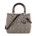 Sac à bandoulière Lady-D moyen en toile de tweed grise