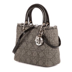 Sac à bandoulière Lady-D moyen en toile de tweed grise