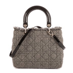 Sac à bandoulière Lady-D moyen en toile de tweed grise