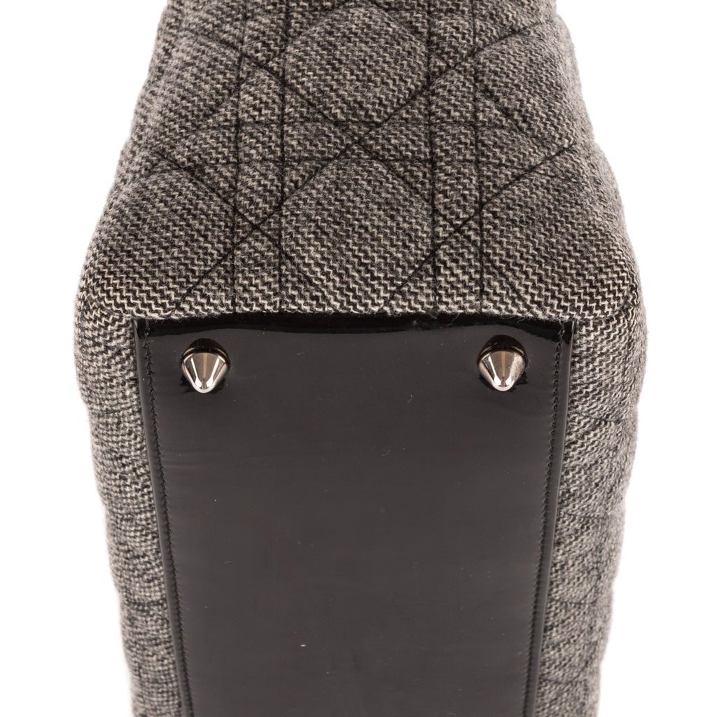 Sac à bandoulière Lady-D moyen en toile de tweed grise