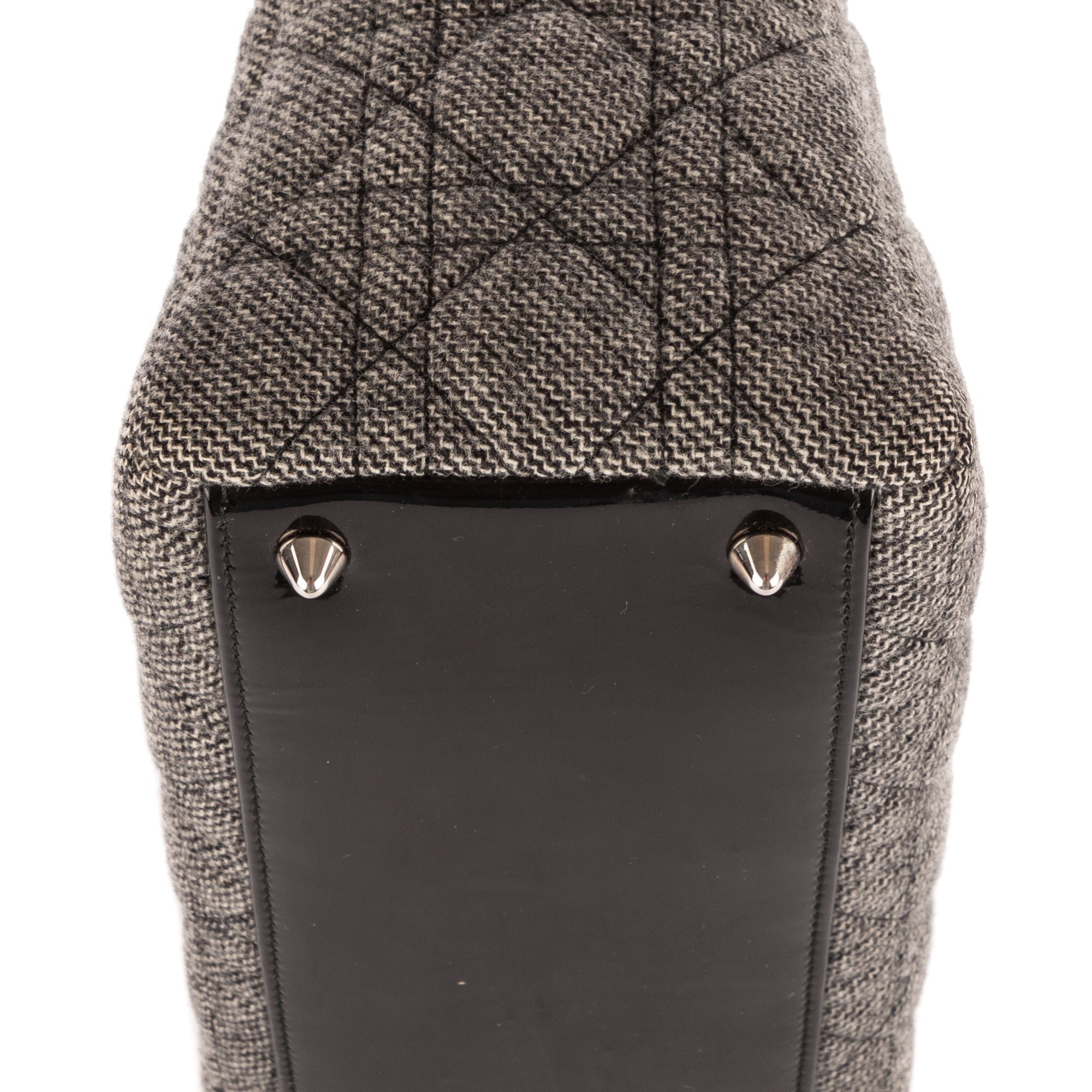 Sac à bandoulière Lady-D moyen en toile de tweed grise