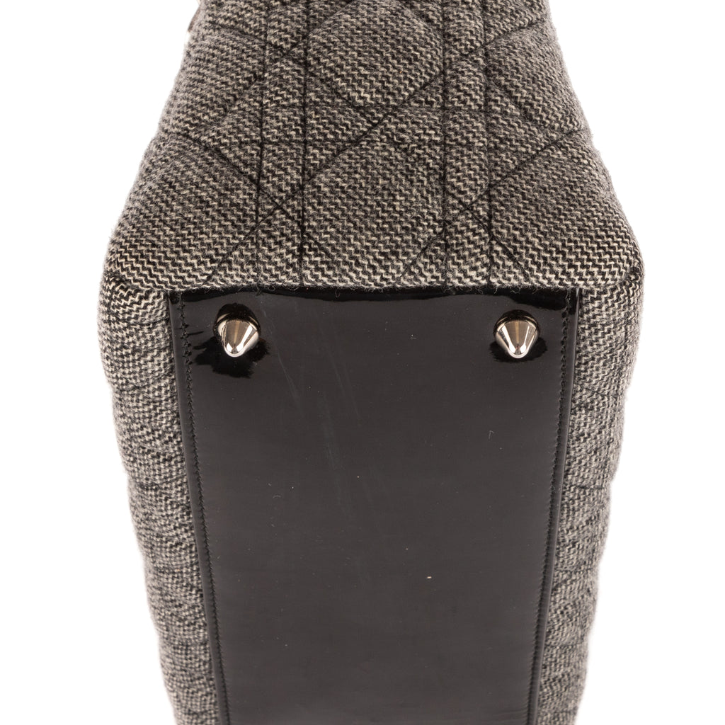 Sac à bandoulière Lady-D moyen en toile de tweed grise