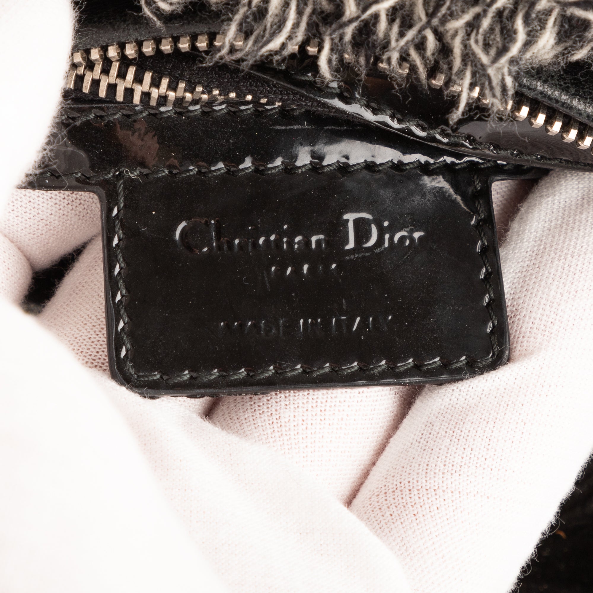 Sac à bandoulière Lady-D moyen en toile de tweed grise