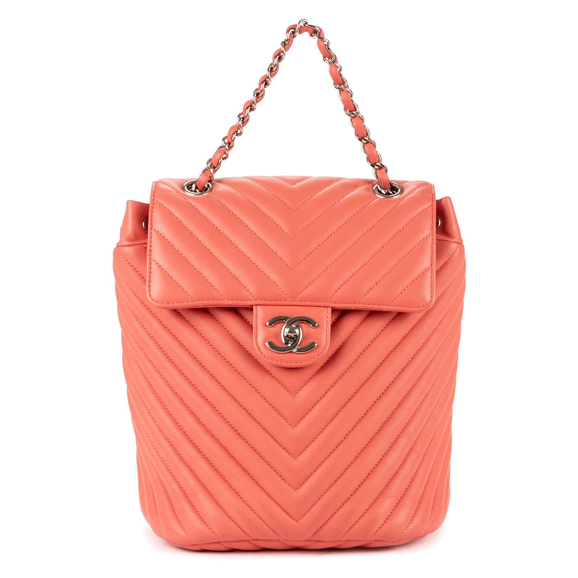Backpack Urban Spirit Backpack Pink Calfskin Chevron Quilted Leather