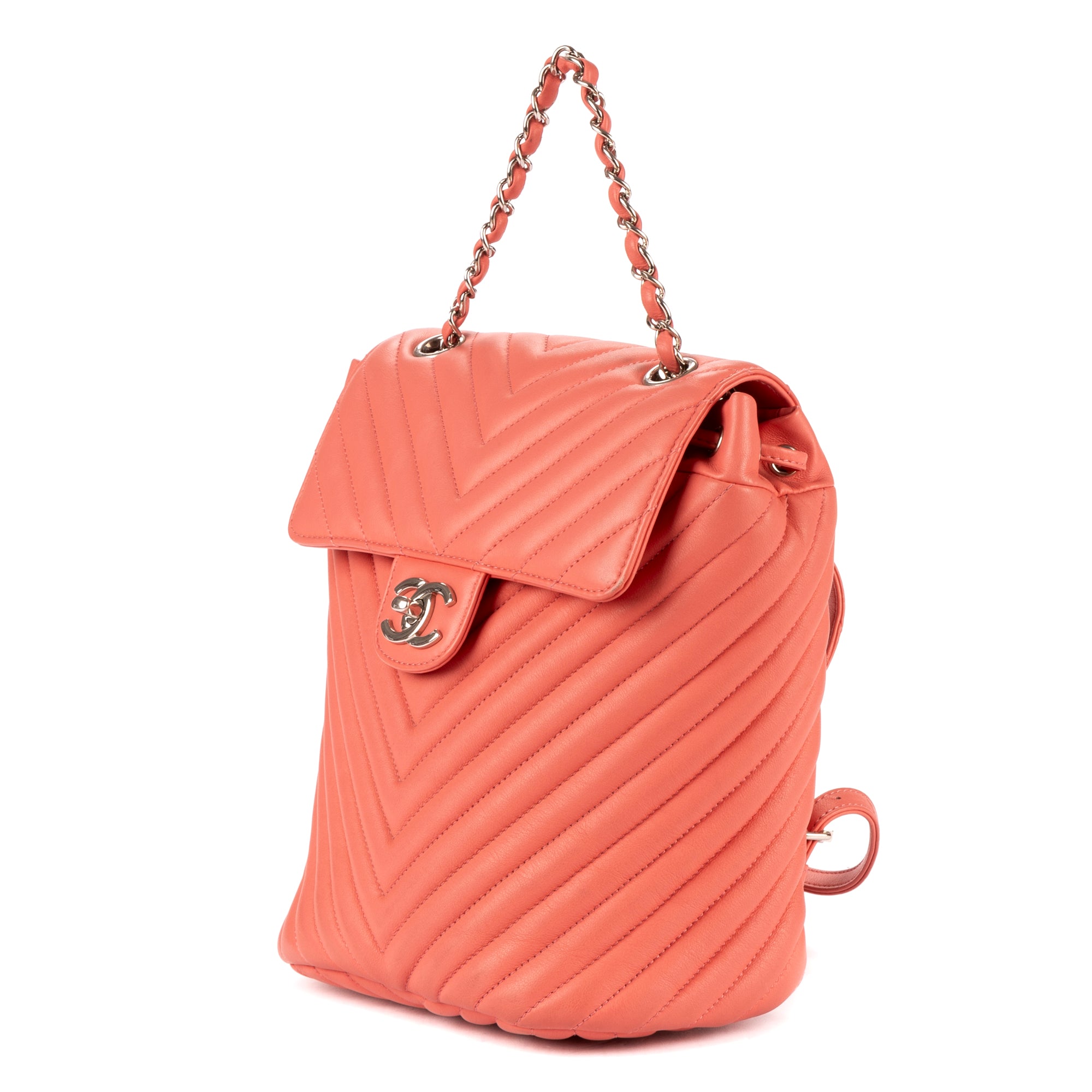 Backpack Urban Spirit Backpack Pink Calfskin Chevron Quilted Leather