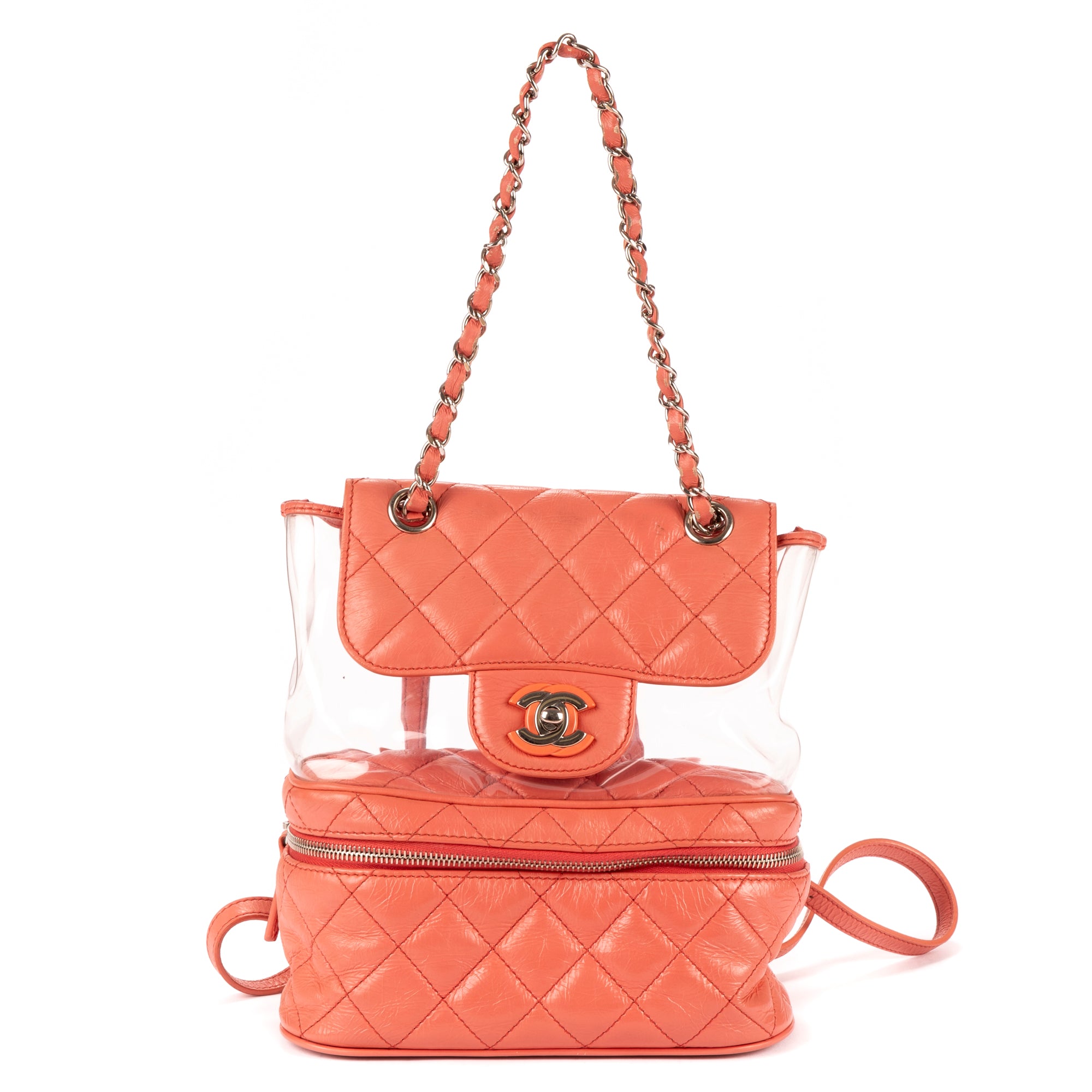 Backpack Ltd. Ed. 2018 Aquarium PVC Backpack Pink Calfskin Quilted Leather/PVC