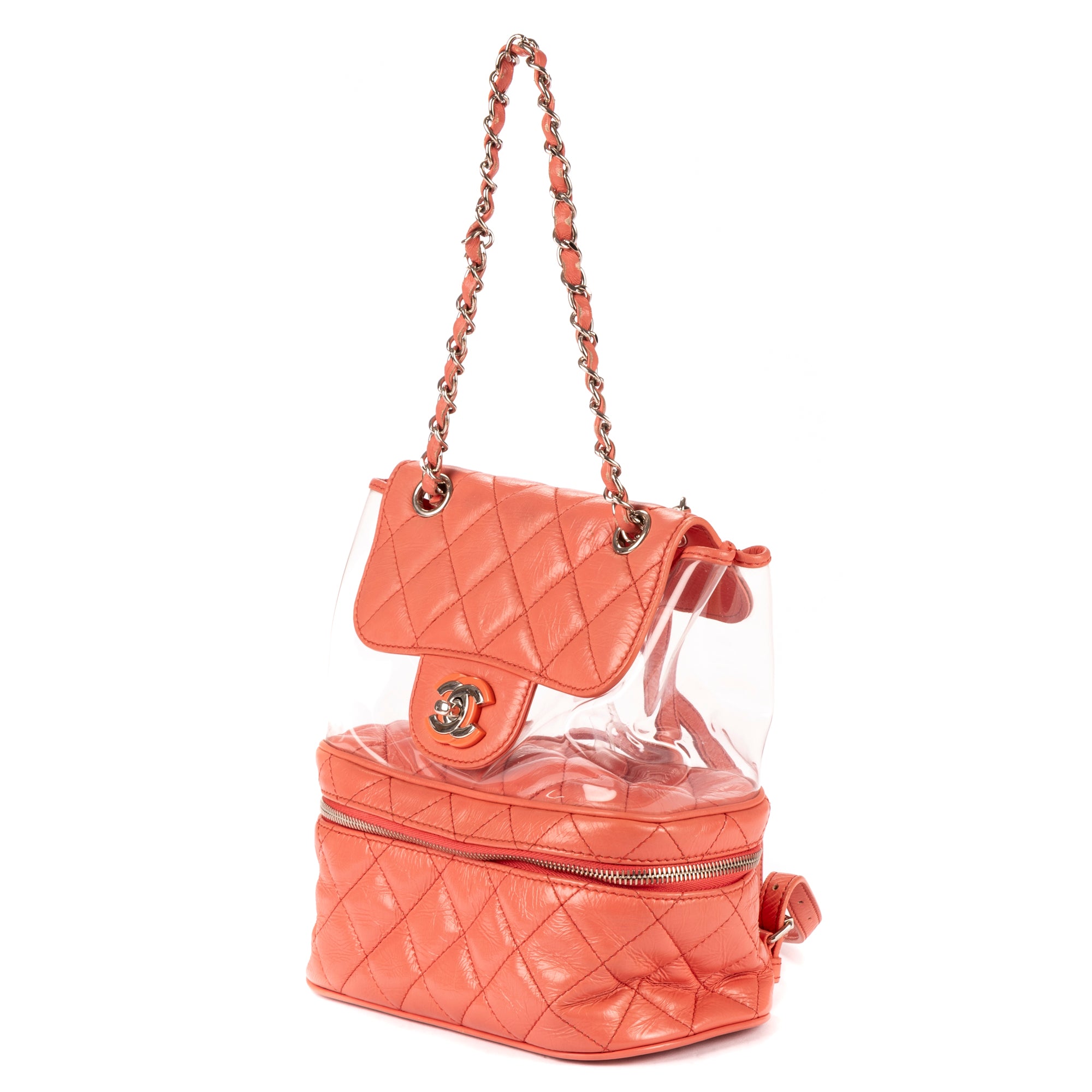 Backpack Ltd. Ed. 2018 Aquarium PVC Backpack Pink Calfskin Quilted Leather/PVC