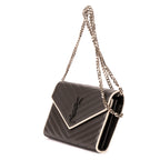 Shoulder Bag Cassandre Enveloppe Chain Wallet Grey Grain de Poudre Studed Leather