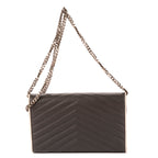 Shoulder Bag Cassandre Enveloppe Chain Wallet Grey Grain de Poudre Studed Leather