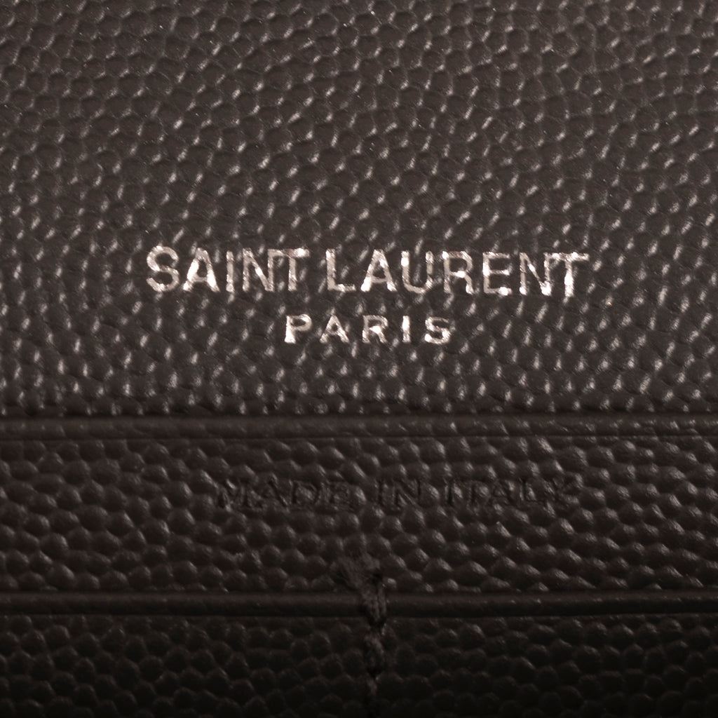 Shoulder Bag Cassandre Enveloppe Chain Wallet Grey Grain de Poudre Studed Leather