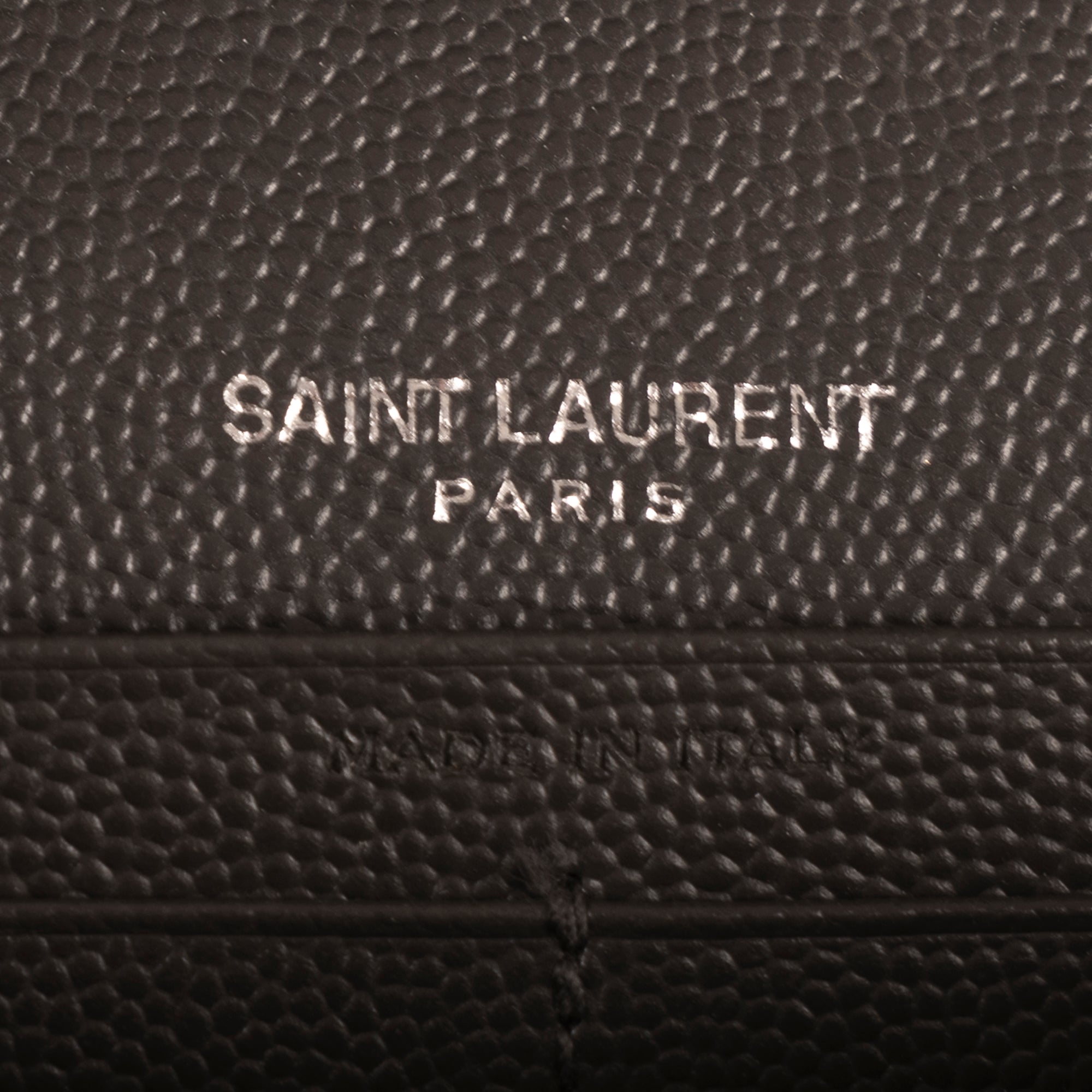 Shoulder Bag Cassandre Enveloppe Chain Wallet Grey Grain de Poudre Studed Leather