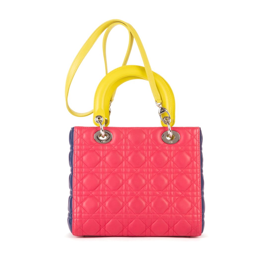 Dior - Sac Lady Dior Moyen à Fermeture Éclair - Rose/Jaune/Bleu Marine