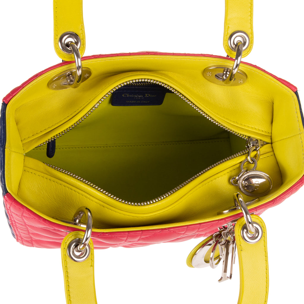 Dior - Sac Lady Dior Moyen à Fermeture Éclair - Rose/Jaune/Bleu Marine