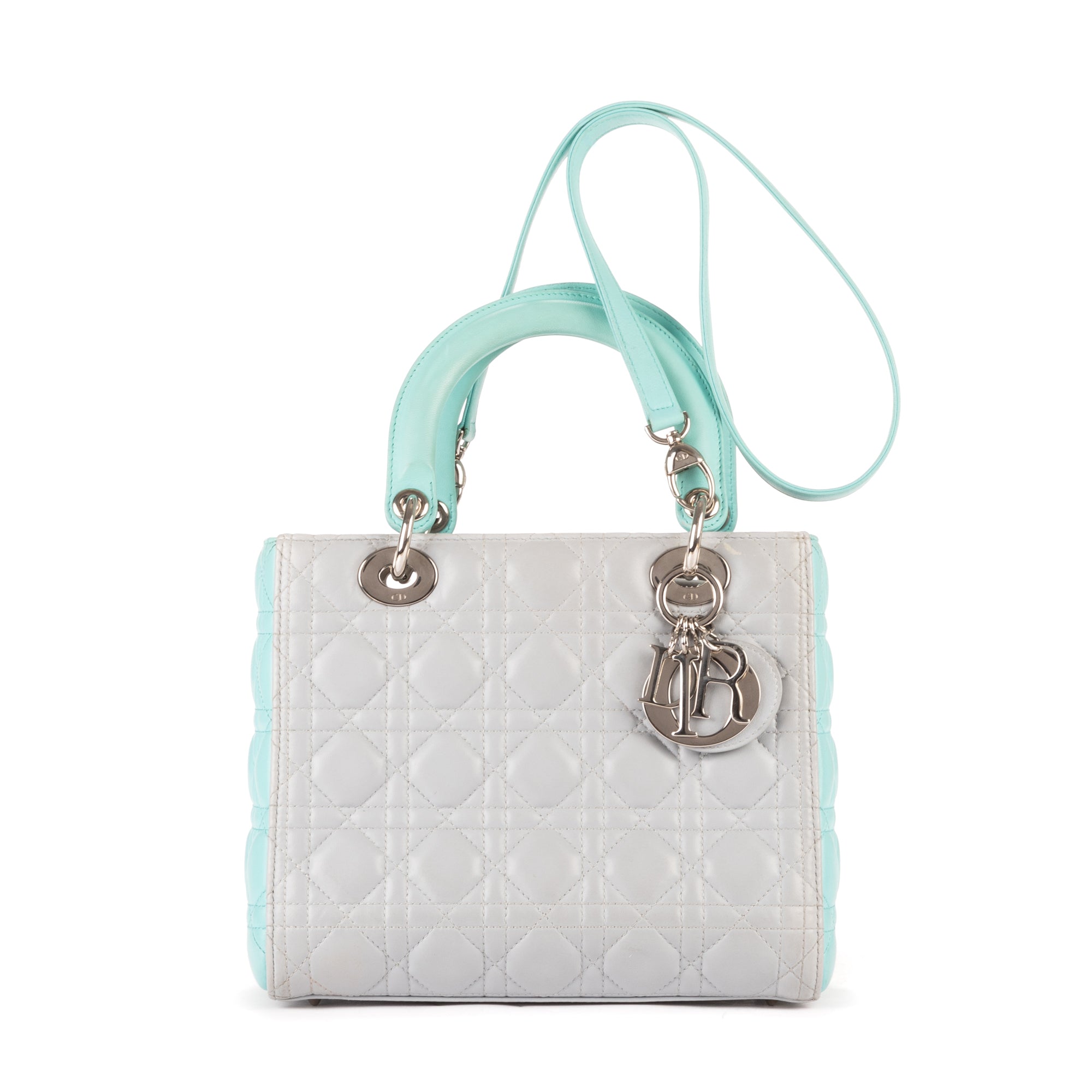 Dior - Zip Lady Dior Moyen - Gris/Turquoise