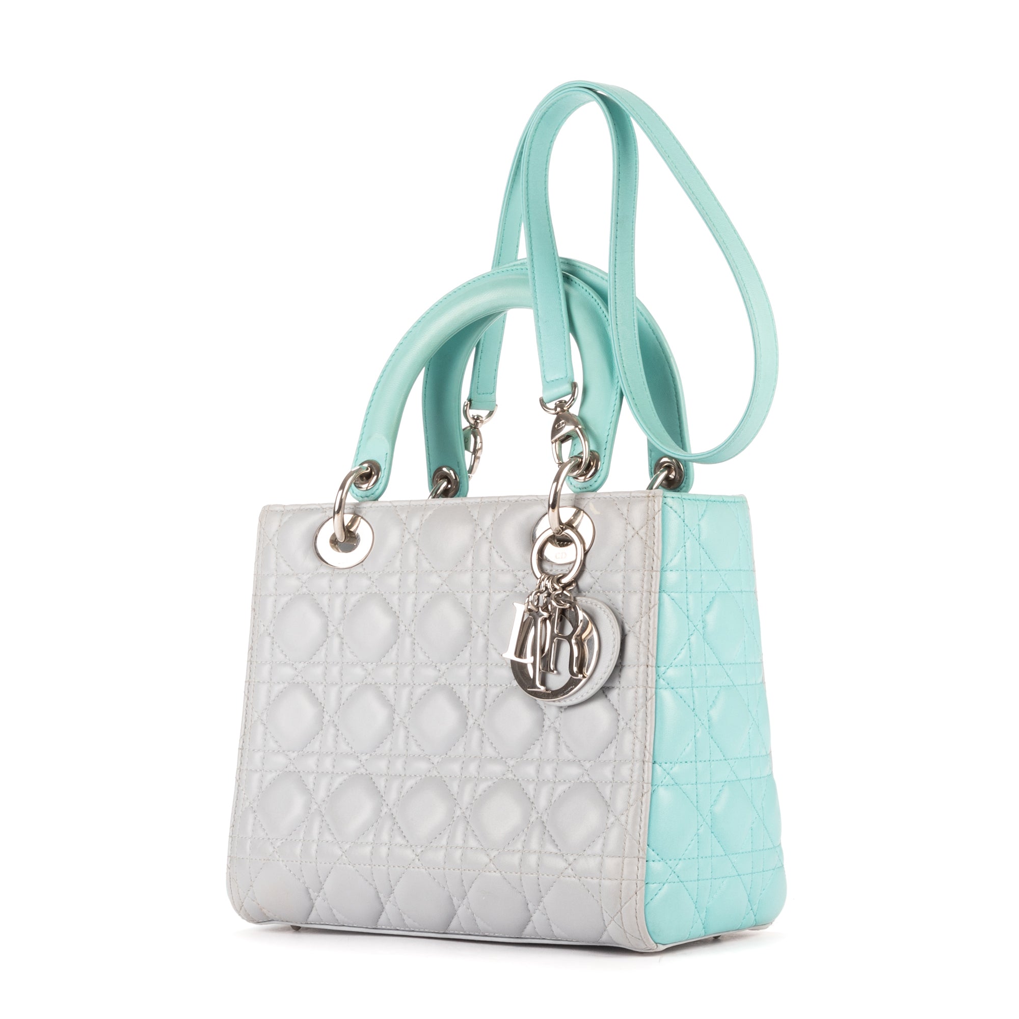 Dior - Zip Lady Dior Moyen - Gris/Turquoise