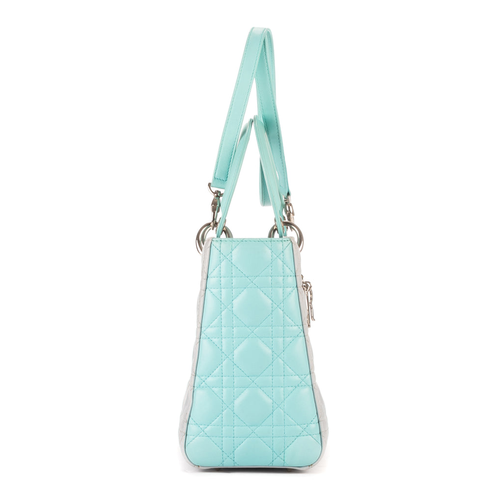 Dior - Zip Lady Dior Moyen - Gris/Turquoise