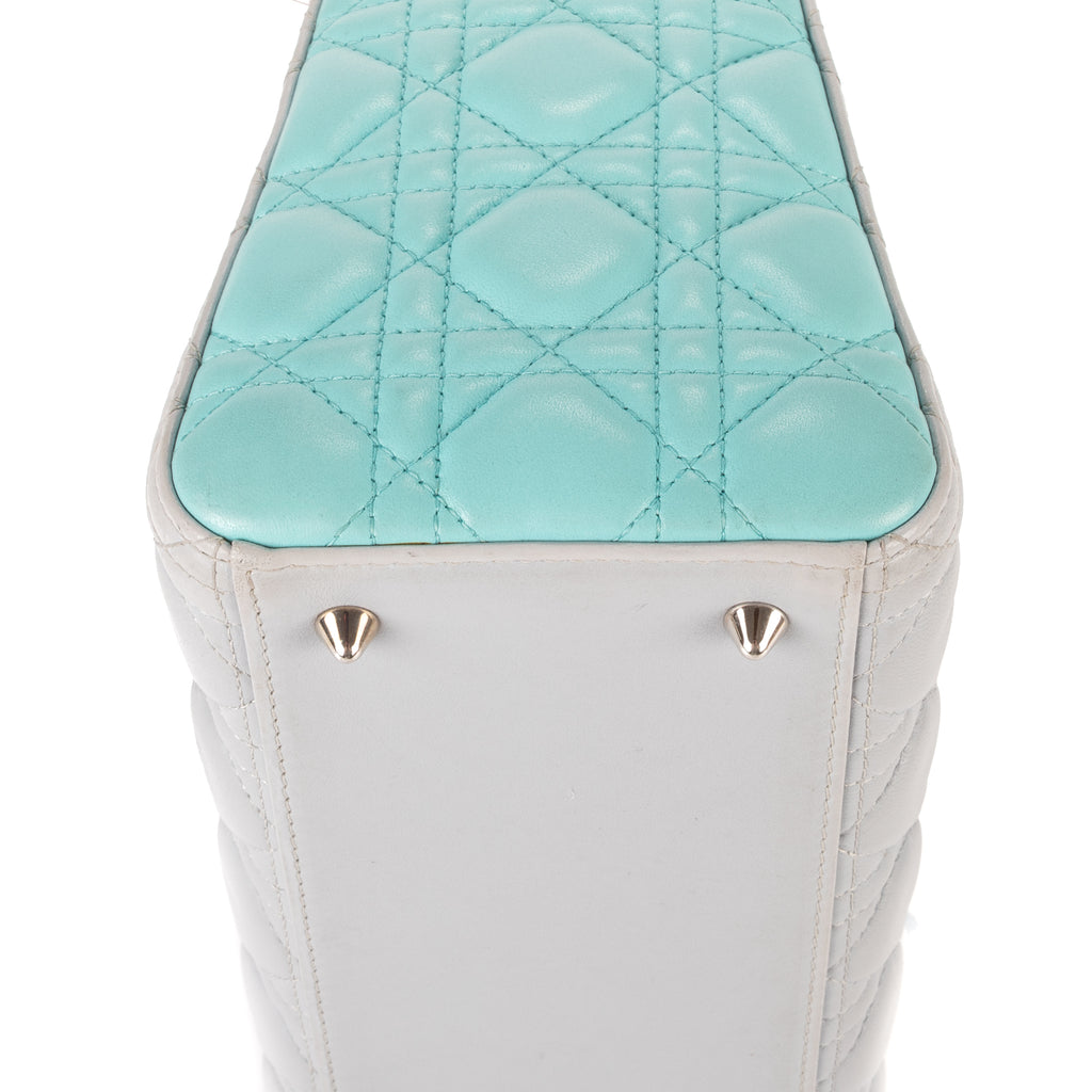 Dior - Zip Lady Dior Moyen - Gris/Turquoise
