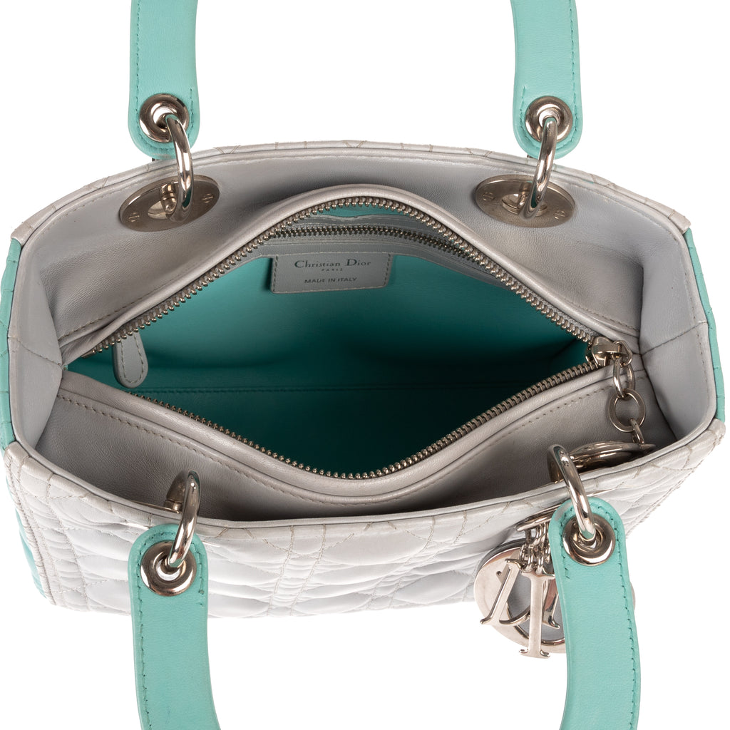 Dior - Zip Lady Dior Moyen - Gris/Turquoise