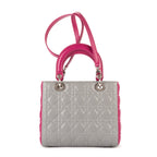 Bolso de hombro mediano Lady Dior con cremallera, piel cannage gris mediano