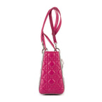 Bolso de hombro mediano Lady Dior con cremallera, piel cannage gris mediano