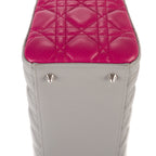 Bolso de hombro mediano Lady Dior con cremallera, piel cannage gris mediano