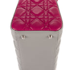 Bolso de hombro mediano Lady Dior con cremallera, piel cannage gris mediano