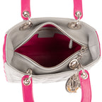 Bolso de hombro mediano Lady Dior con cremallera, piel cannage gris mediano