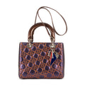 Bolso de hombro mediano Lady Dior con cremallera, piel cannage morada