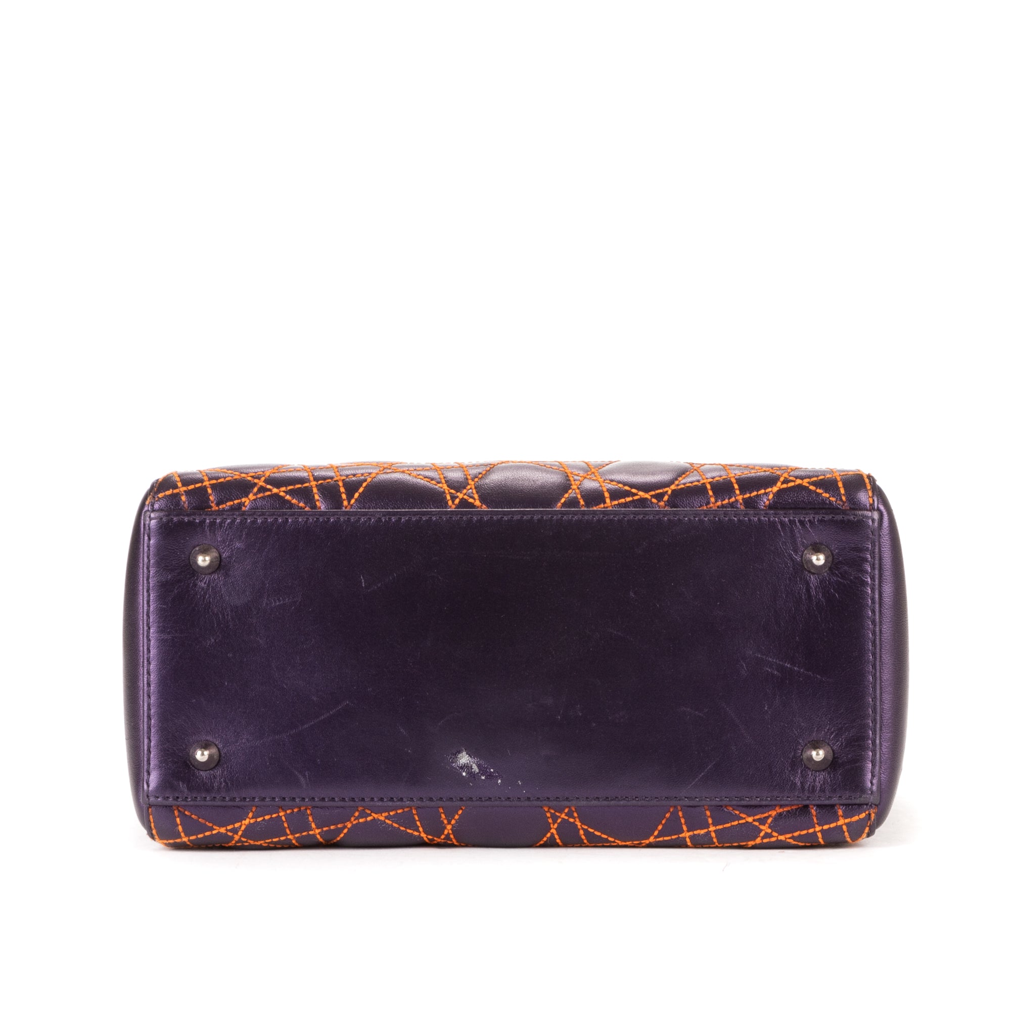Bolso de hombro mediano Lady Dior con cremallera, piel cannage morada