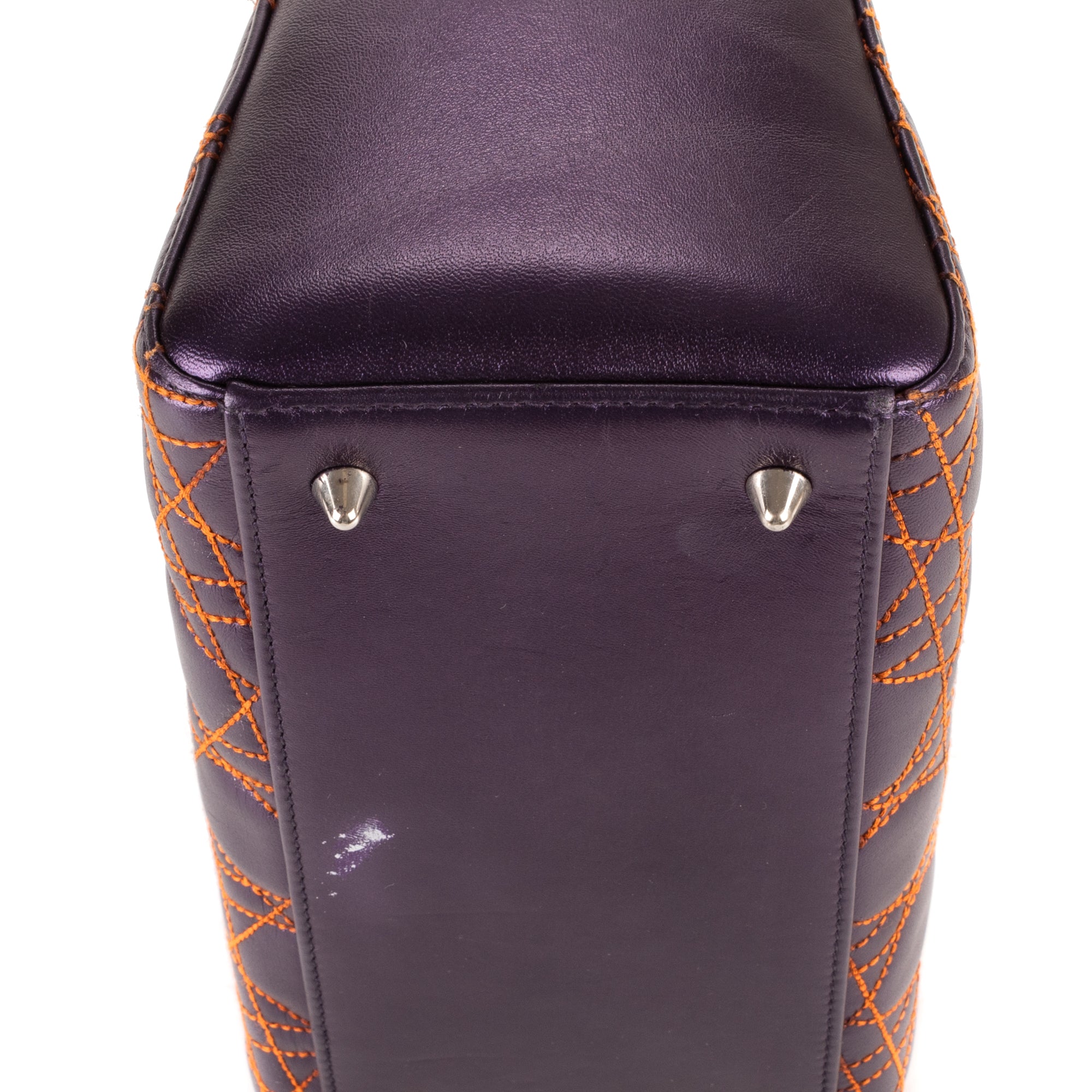 Bolso de hombro mediano Lady Dior con cremallera, piel cannage morada