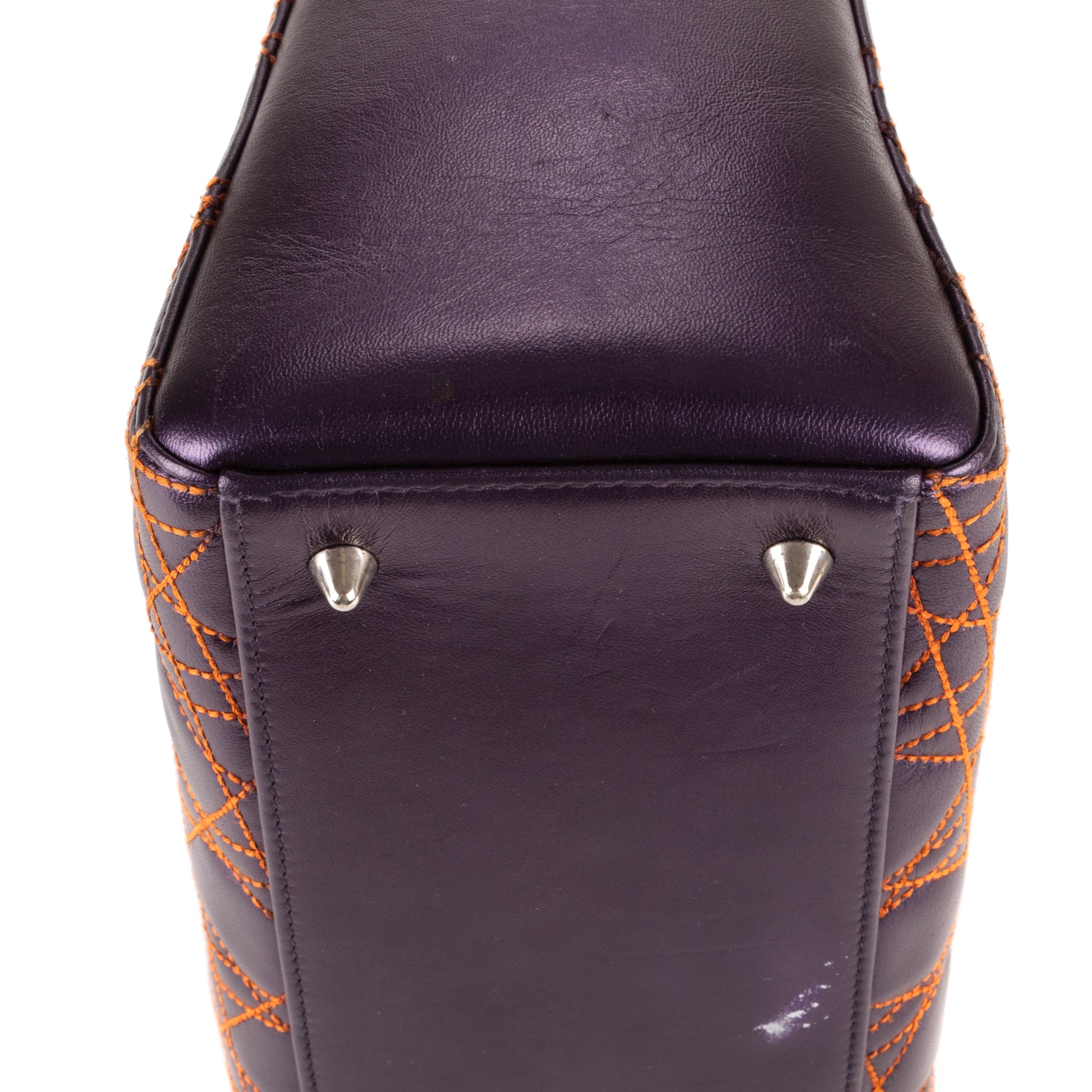 Bolso de hombro mediano Lady Dior con cremallera, piel cannage morada
