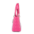 Bolso de hombro mediano Lady Dior con cremallera en piel cannage gris mediano