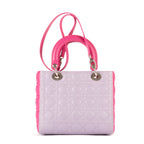 Bolso de hombro mediano Lady Dior con cremallera en piel cannage gris mediano