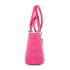 Bolso de hombro mediano Lady Dior con cremallera en piel cannage gris mediano