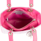 Bolso de hombro mediano Lady Dior con cremallera en piel cannage gris mediano